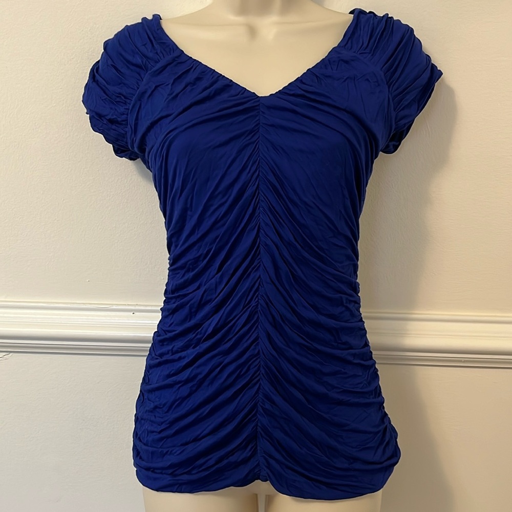 Express Royal Blue Fitted Rouched Women’s Top, Size XS